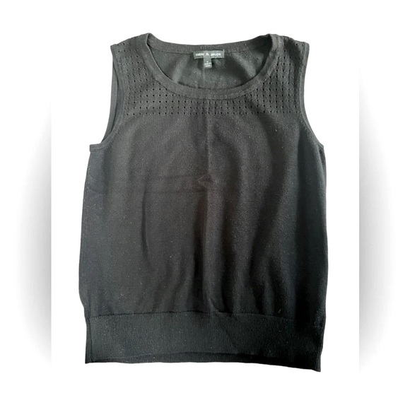 Cable & Gauge Black Sleeveless Knit Sweater Tank Top | Size Small - Picture 2 of 2